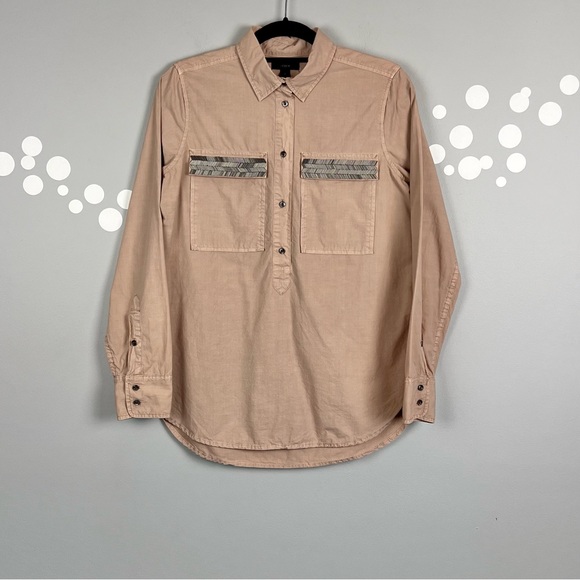 J Crew Beaded Cotton Popover Shirt Size 6 - Picture 2 of 9